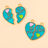 10pcs Couple Love Heart Pendant Charm Enamel Alloy Necklace Making Gift