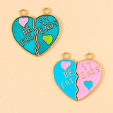 10pcs Couple Love Heart Pendant Charm Enamel Alloy Necklace Making Gift