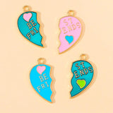 10pcs Couple Love Heart Pendant Charm Enamel Alloy Necklace Making Gift