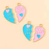 10pcs Couple Love Heart Pendant Charm Enamel Alloy Necklace Making Gift