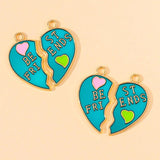 10pcs Couple Love Heart Pendant Charm Enamel Alloy Necklace Making Gift