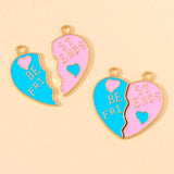 10pcs Couple Love Heart Pendant Charm Enamel Alloy Necklace Making Gift