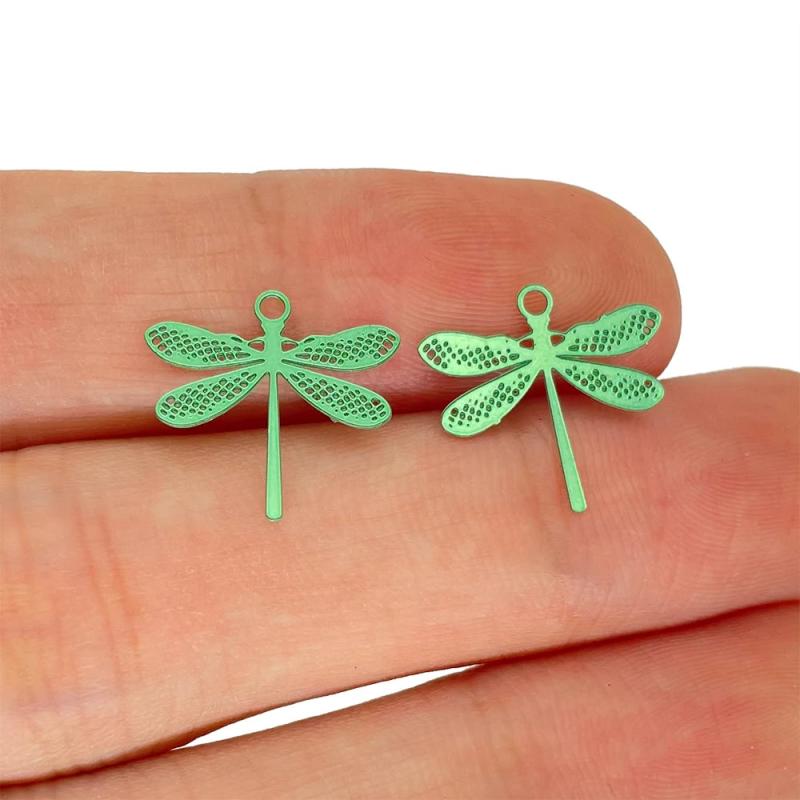 50pcs Small Dragonfly Charms Colorful SS Metal Pendant Jewelry Making Accessory