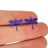 50pcs Small Dragonfly Charms Colorful SS Metal Pendant Jewelry Making Accessory