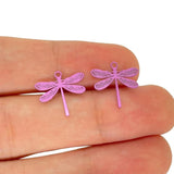 50pcs Small Dragonfly Charms Colorful SS Metal Pendant Jewelry Making Accessory