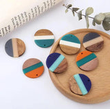 4pcs 28mm Splice Round Earring Charms DIY Jewelry Wood Charms