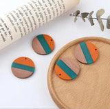 4pcs 28mm Splice Round Earring Charms DIY Jewelry Wood Charms