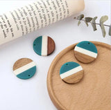 4pcs 28mm Splice Round Earring Charms DIY Jewelry Wood Charms