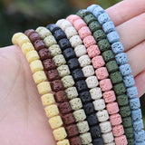 Multicolor Volcanic Rock Loose Spacer Beads for Jewelry Making - 7/9MM