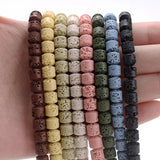 Multicolor Volcanic Rock Loose Spacer Beads for Jewelry Making - 7/9MM