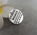 10pcs 25mm Antique Silver Plated Strong Women Words Charm Pendant