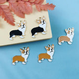 10pcs Corgi Dog Enamel Charms Animal Pendants for Jewelry Making