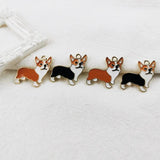 10pcs Corgi Dog Enamel Charms Animal Pendants for Jewelry Making