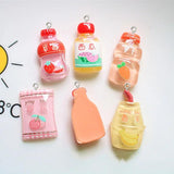 10Pcs Fruit Drink Bottle Resin Charms for Jewelry Making