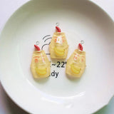 10Pcs Fruit Drink Bottle Resin Charms for Jewelry Making
