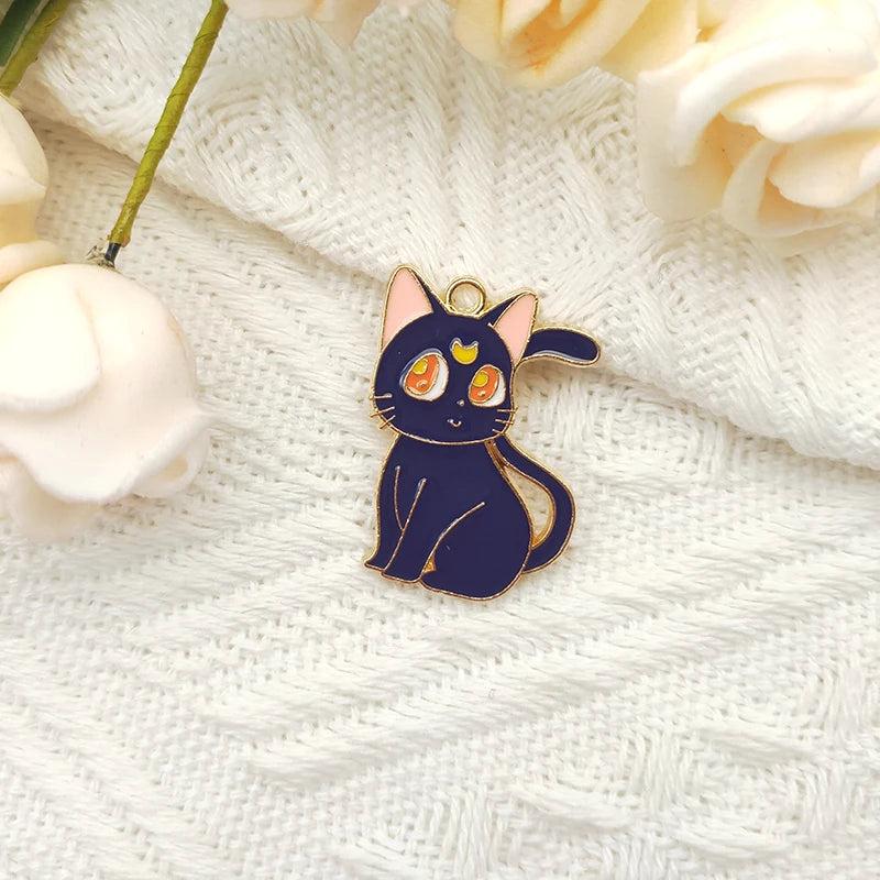 10 PCS Cat Animal Enamel Pendant DIY Earring Jewelry Keychain Charm