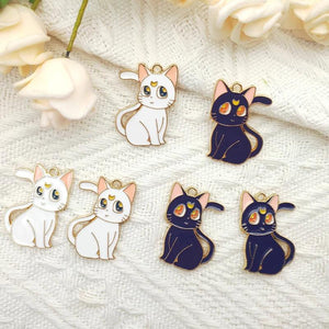 10 PCS Cat Animal Enamel Pendant DIY Earring Jewelry Keychain Charm