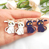 10 PCS Cat Animal Enamel Pendant DIY Earring Jewelry Keychain Charm