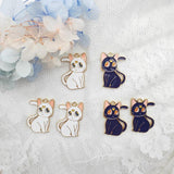 10 PCS Cat Animal Enamel Pendant DIY Earring Jewelry Keychain Charm