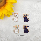 10 PCS Cat Animal Enamel Pendant DIY Earring Jewelry Keychain Charm