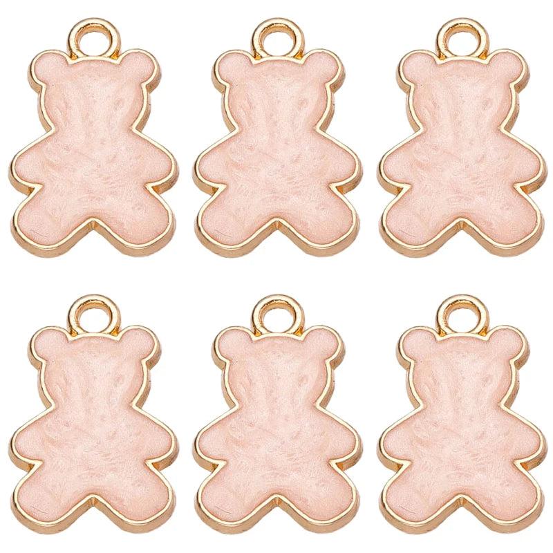 20Pcs Enamel Purple Pink Bear Pendant Charms DIY Jewelry Findings