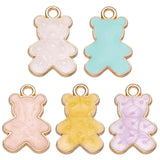 20Pcs Enamel Purple Pink Bear Pendant Charms DIY Jewelry Findings