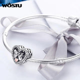 WOSTU Copper Beads Zirconia Charm Heart Pendant DIY Necklace Jewelry