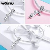 WOSTU Copper Beads Zirconia Charm Heart Pendant DIY Necklace Jewelry