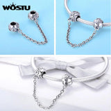 WOSTU Copper Beads Zirconia Charm Heart Pendant DIY Necklace Jewelry