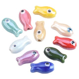 10pcs 19x10mm Fish Shape Ceramic Porcelain Beads for Jewelry Making DIY Crafts