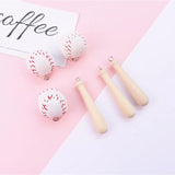 6pcs Baseball Charms Enamel Pendants DIY Jewelry Making