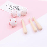 6pcs Baseball Charms Enamel Pendants DIY Jewelry Making