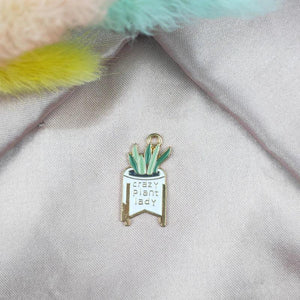 10pcs Enamel Green Plant Potted Cactus Metal Charms Pendants for DIY Jewelry