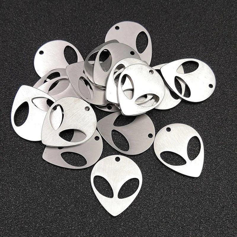 5 pcs Alien Pendant Necklace Components Titanium Steel