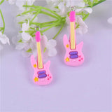 10pcs Pink Guitar Resin Charms for DIY Earring Making
