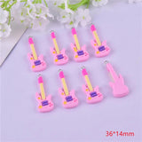 10pcs Pink Guitar Resin Charms for DIY Earring Making
