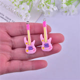10pcs Pink Guitar Resin Charms for DIY Earring Making