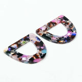 Tortoise Shell Acrylic Earring Charms, D Shaped Pendants, Boho Earring Parts