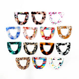 Tortoise Shell Acrylic Earring Charms, D Shaped Pendants, Boho Earring Parts