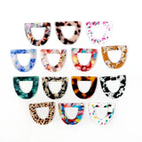 Tortoise Shell Acrylic Earring Charms, D Shaped Pendants, Boho Earring Parts