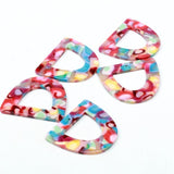 Tortoise Shell Acrylic Earring Charms, D Shaped Pendants, Boho Earring Parts