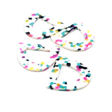 Tortoise Shell Acrylic Earring Charms, D Shaped Pendants, Boho Earring Parts