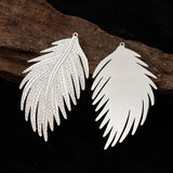 5pcs Feather Pendant Electroplating Brass Charms for Jewelry Making A4228