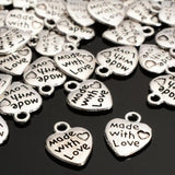 100pcs Love Heart Pendant Necklace Beads DIY Charms