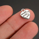 100pcs Love Heart Pendant Necklace Beads DIY Charms