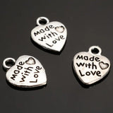 100pcs Love Heart Pendant Necklace Beads DIY Charms