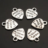 100pcs Love Heart Pendant Necklace Beads DIY Charms