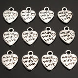 100pcs Love Heart Pendant Necklace Beads DIY Charms