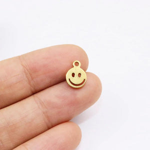 10pcs 8mm Stainless Steel High Smile Charms Pendant Unfading 2 Colors