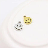 10pcs 8mm Stainless Steel High Smile Charms Pendant Unfading 2 Colors
